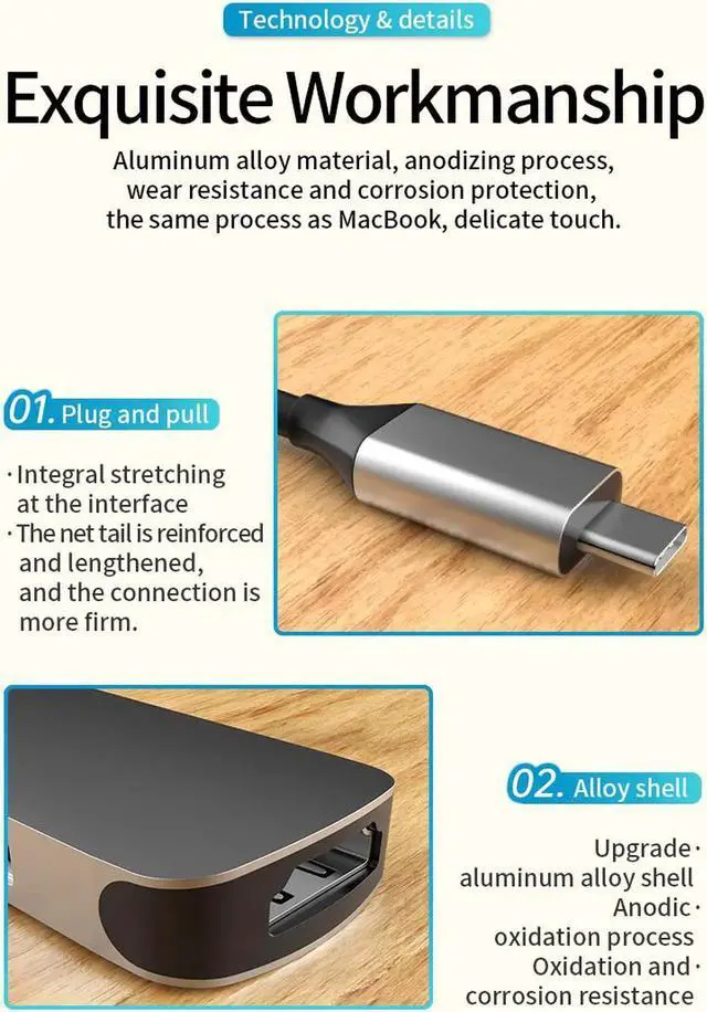 Alt view image 2 of 7 - USB C Hub Multiport Adapter 5 in 1 Type C, Compatible with MacBook Pro/Air,iPad Pro, Type C Laptops,XPS,USB C Docking Station with 4K HDMI, USB3.0, USB2.0, SD/TF Card Reader