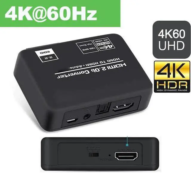 Main image of 4K 60Hz HDMI Audio Extractor Splitter, HDMI to HDMI + Optical Toslink SPDIF + 3.5mm Audio Jack HDMI Audio Support ARC Function