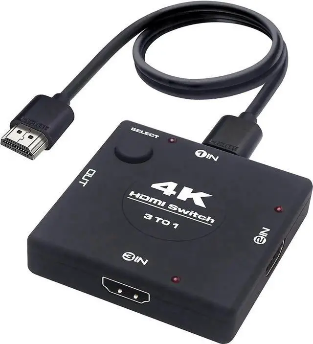 Main image of 4K@60Hz HDMI Switchwith 3.9FT HDMI Cable, 3 Port HDMI Switch 3 in 1 Out, 3x1 HDMI2.0b Switch Box, Supports HDCP 2.2, UltraHD, HDR 10, 4K HDMI Selector Switcher for Game Consoles, Fire Stick