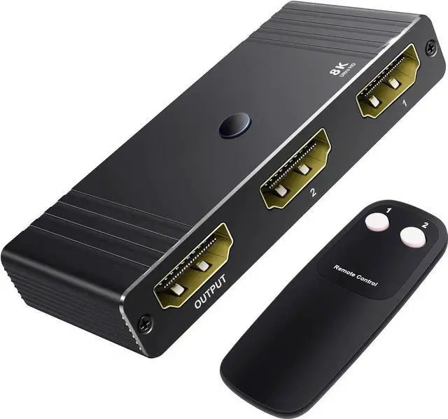 Main image of HDMI Switch, 8K HDMI 2.1 Switch, Bi-Directional 2 in 1 Out HDMI Splitter Switcher with IR Remote, HDMI Switch Box Support 8K@60Hz, 4K@120H,Compatible with, Xbox Series XXbox One X, PS5
