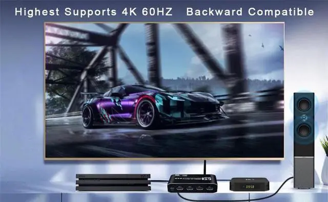 Alt view image 4 of 7 - HDMI Matrix Switch 2x2, 4K@60Hz HDMI Matrix Switcher Splitter 2 in 2 Out Box with HDCP2.2 HDR10,2xSPDIF Audio, 2x3.5mm L/R Audio and IR Remote Control Support 4K HDR, HDMI 2.0b, HDCP 2.2, 3D,1080P