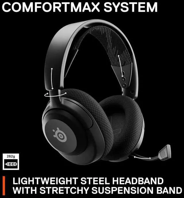 Alt view image 2 of 7 - SteelSeries New Arctis Nova 4 Wireless Multi-Platform Gaming Headset 360° Spatial Audio 2.4GHz High-Speed Wireless 36 Hr Battery USB-C ClearCast Gen 2 Mic PC, Playstation, Switch, Meta