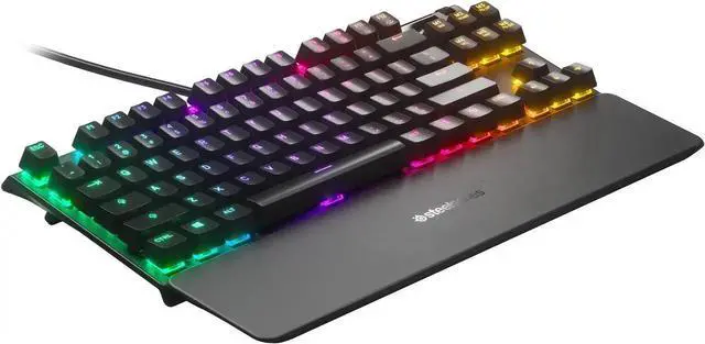 Alt view image 2 of 7 - SteelSeries Apex 7 TKL Compact Mechanical Gaming Keyboard OLED Smart Display USB Passthrough and Media Controls Linear and Quiet RGB Backlit (Red Switch)