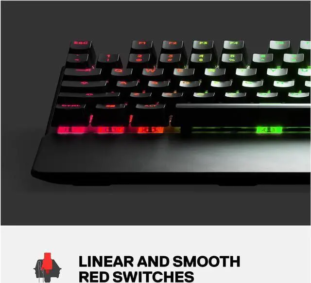 Alt view image 5 of 7 - SteelSeries Apex 7 TKL Compact Mechanical Gaming Keyboard OLED Smart Display USB Passthrough and Media Controls Linear and Quiet RGB Backlit (Red Switch)