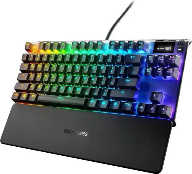 Main image of SteelSeries Apex 7 TKL Compact Mechanical Gaming Keyboard OLED Smart Display USB Passthrough and Media Controls Linear and Quiet RGB Backlit (Red Switch)