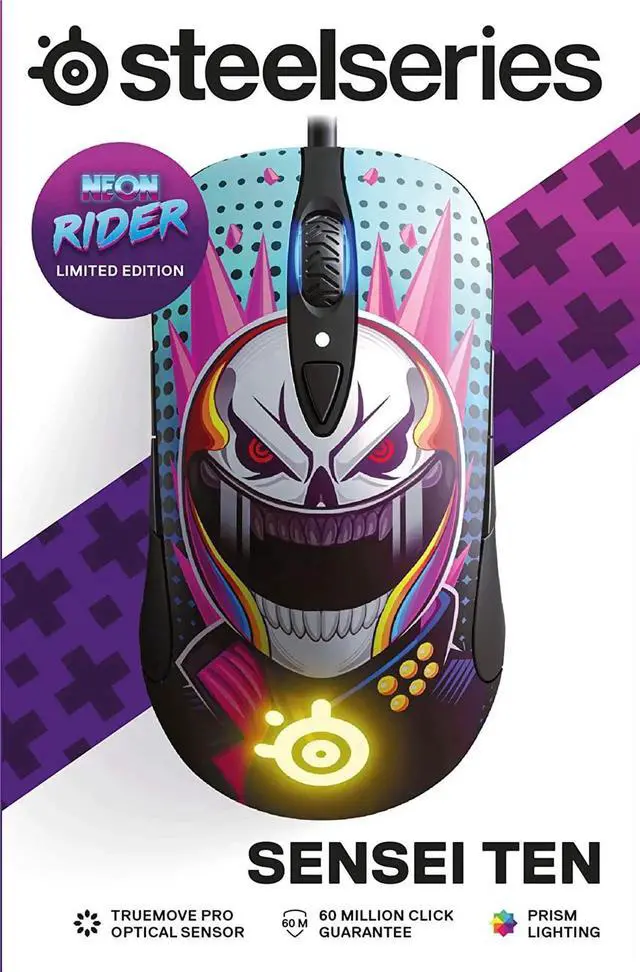Main image of SteelSeries Sensei Ten Neon Rider Limitted Edition Gaming Mouse 18,000 CPI TrueMove Pro Optical Sensor Ambidextrous Design 8 Programmable Buttons 60M Click Mechanical Switches RGB Lighting