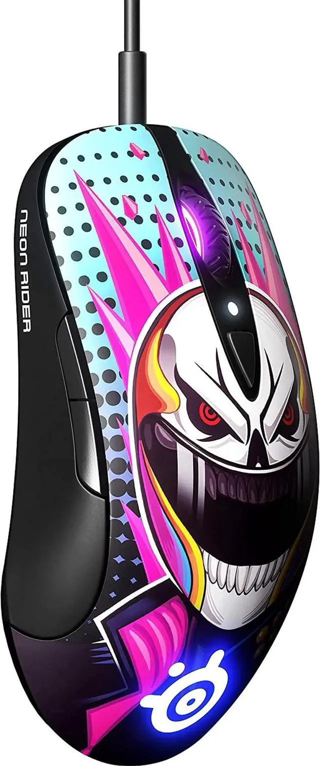 Alt view image 4 of 7 - SteelSeries Sensei Ten Neon Rider Limitted Edition Gaming Mouse 18,000 CPI TrueMove Pro Optical Sensor Ambidextrous Design 8 Programmable Buttons 60M Click Mechanical Switches RGB Lighting