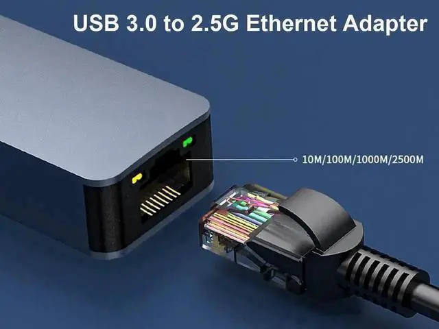 Alt view image 2 of 6 - EnYZME USB to 2.5G Ethernet Adapter, USB 3.0 Type A to 2.5 Gigabit Network Adapter RJ45 LAN Converter for for Mac OS, Windows, Linux Backward Compatible with 2500/1000/100Mbps