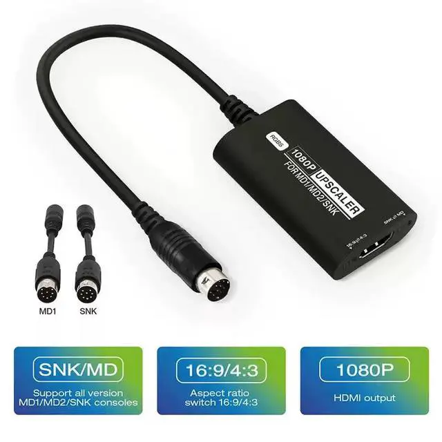 Alt view image 4 of 5 - ENFAIN SEGA MD1/MD2/SNK 16:9 4:3 HDMI High Definition Video Converter 1080P Video Adapter