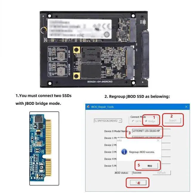 Alt view image 2 of 5 - MSATA & M.2 NGFF SATA SSD to 2.5" SATA 2 in 1 Combo JBOD HDD Disk Drive Enclosure Adapter