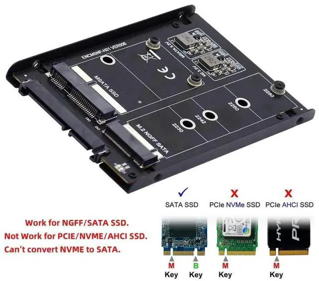 Alt view image 4 of 5 - MSATA & M.2 NGFF SATA SSD to 2.5" SATA 2 in 1 Combo JBOD HDD Disk Drive Enclosure Adapter