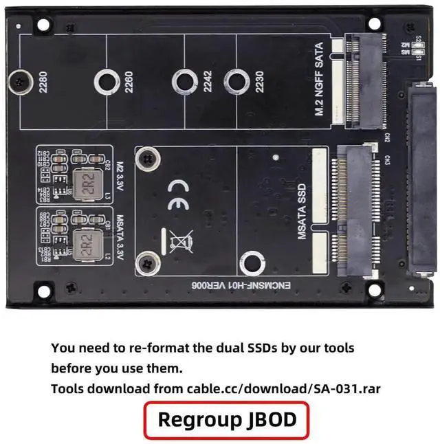 Alt view image 3 of 5 - MSATA & M.2 NGFF SATA SSD to 2.5" SATA 2 in 1 Combo JBOD HDD Disk Drive Enclosure Adapter