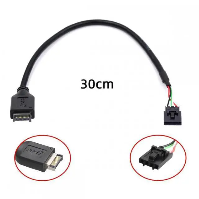 Alt view image 2 of 7 - USB 3.1 Front Panel Header Male Type-E Host to USB 2.0 Motherboard 4pin IDC Housing with Latch Device Cable 30cm