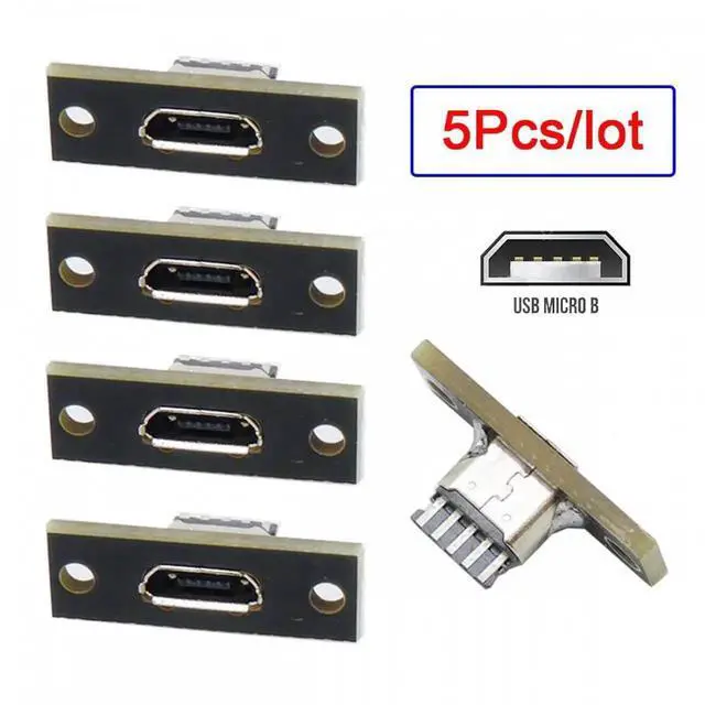 Alt view image 4 of 6 - 5pcs/set DIY OEM Micro-USB 5Pin Female Type-B Socket Connector Panel Mount Type with PC Board USB 2.0 Pinout