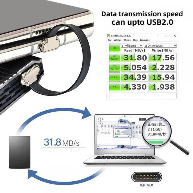 Alt view image 5 of 7 - Cable Dual Angled Ultra Slim Flat USB-C Type C to USB-C Power USB2.0 Data Cable 65W Fast Charge for Laptop Tablet Phone