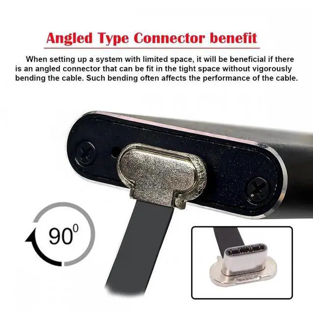 Alt view image 3 of 7 - Cable Dual Angled Ultra Slim Flat USB-C Type C to USB-C Power USB2.0 Data Cable 65W Fast Charge for Laptop Tablet Phone