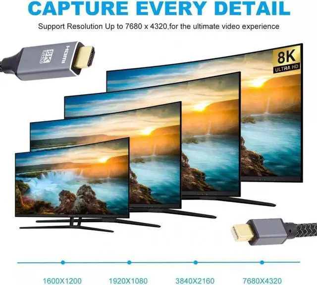 Alt view image 7 of 7 - ENFAIN Mini DisplayPort 1.4 Source to HDMI 2.0 Display 8K 60hz UHD 4K MINI-DP to HDMI Male Monitor Cable