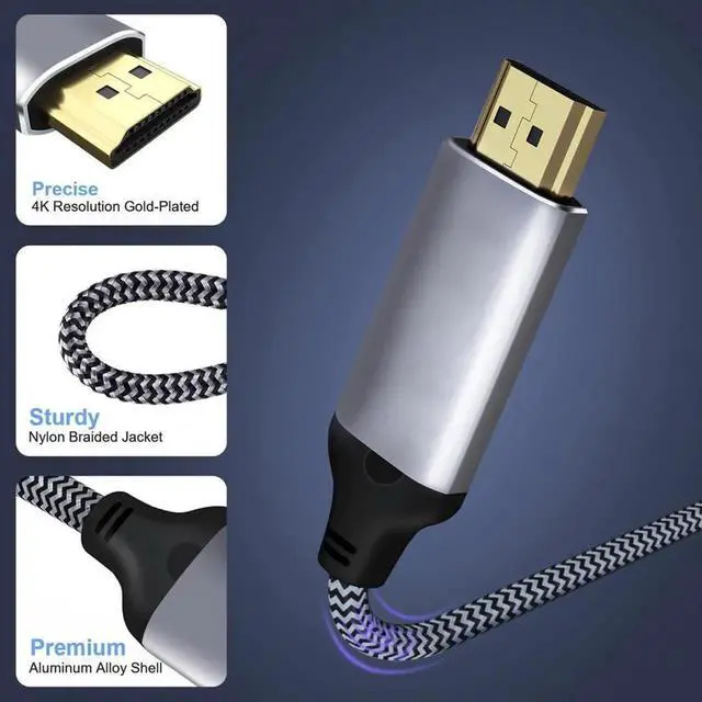 Alt view image 5 of 7 - ENFAIN Mini DisplayPort 1.4 Source to HDMI 2.0 Display 8K 60hz UHD 4K MINI-DP to HDMI Male Monitor Cable