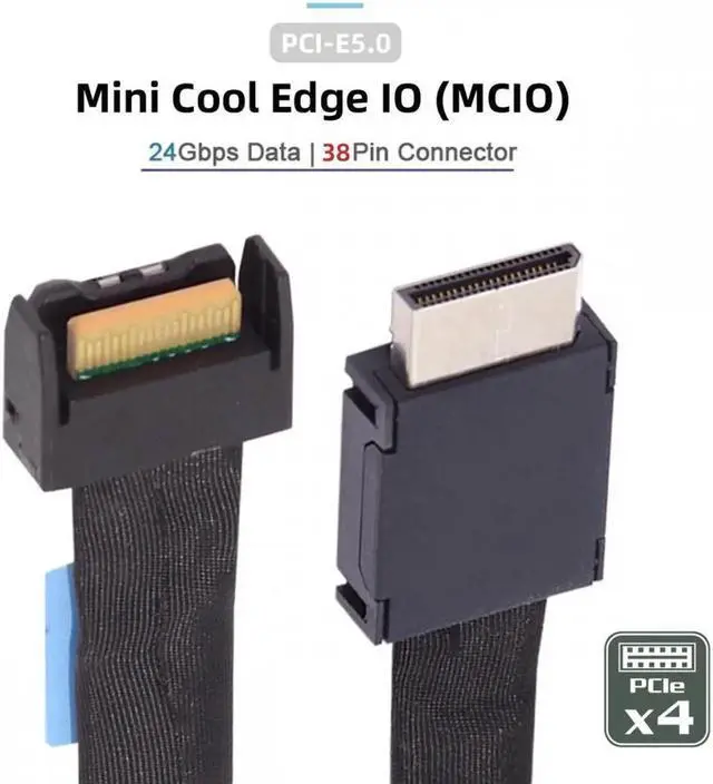 Alt view image 2 of 7 - ENFAIN PCI-E 5.0 Mini Cool Edge IO MCIO PCI-E 4i 38Pin Male to SFF-8611 Oculink 4X Extender Cable 50cm