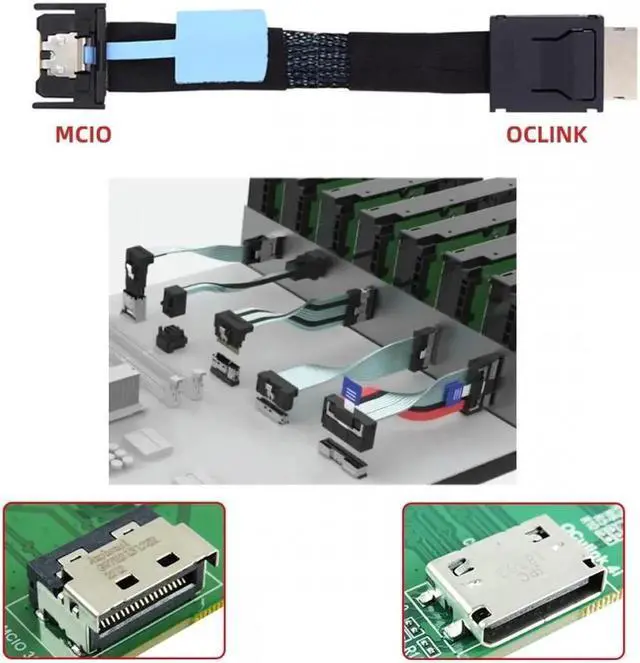 Alt view image 3 of 7 - ENFAIN PCI-E 5.0 Mini Cool Edge IO MCIO PCI-E 4i 38Pin Male to SFF-8611 Oculink 4X Extender Cable 50cm
