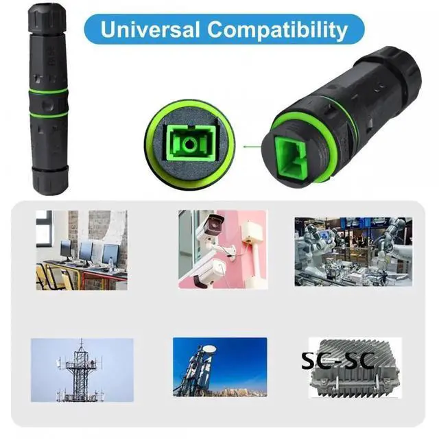 Alt view image 2 of 7 - ENFAIN Cable M20 Locking IP68 Waterproof SC Female to SC Female Singlemode Fiber Optic Patch Internet Networking Extension Adapter Coupler