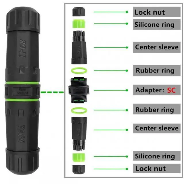 Alt view image 3 of 7 - ENFAIN Cable M20 Locking IP68 Waterproof SC Female to SC Female Singlemode Fiber Optic Patch Internet Networking Extension Adapter Coupler