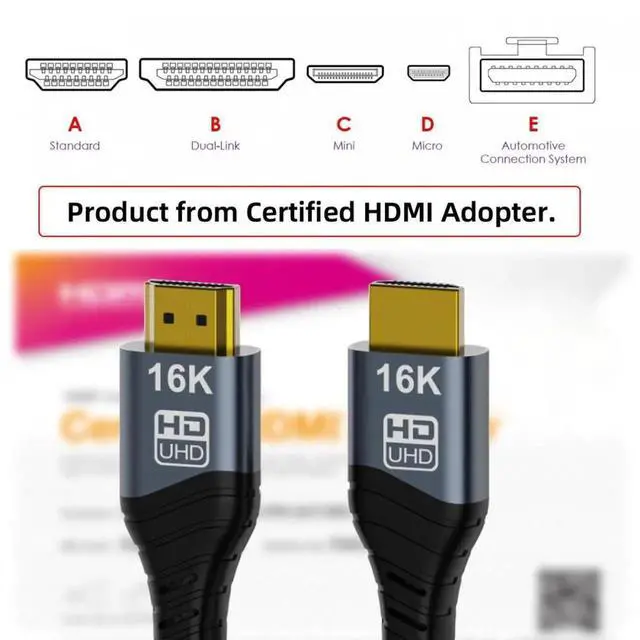 Alt view image 3 of 7 - ENFAIN Cable 16K 8K UHD HDMI Type-A Male to HDMI 2.2 Male HDTV Cable for HDTV Desktop Laptop Monitor (50cm)