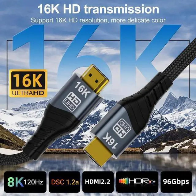 Alt view image 7 of 7 - ENFAIN Cable 16K 8K UHD HDMI Type-A Male to HDMI 2.2 Male HDTV Cable for HDTV Desktop Laptop Monitor (50cm)