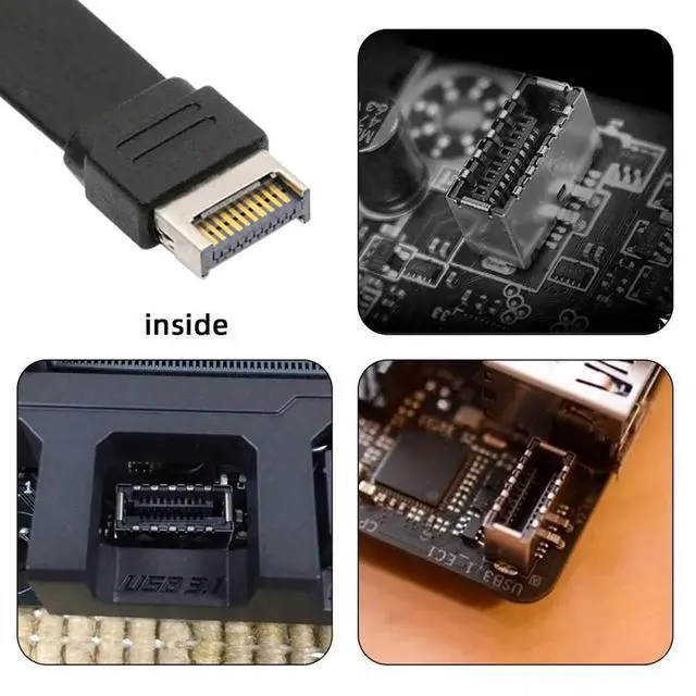 Alt view image 5 of 7 - ENFAIN USB 3.2 Type-E IDC 20Pin Front Panel Header to USB-C Type-C Female Extension Cable 20Gbps with Panel Mount Screw