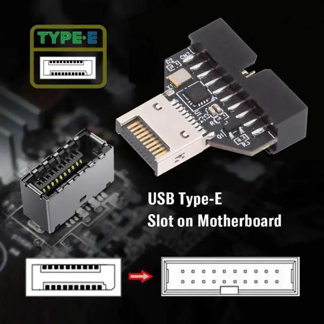 Alt view image 6 of 7 - ENFAIN Type-E IDC Socket USB 3.1 Front Panel Header to USB 3.0 20Pin Header Extension Adapter with CH334P for Desktop Motherboard