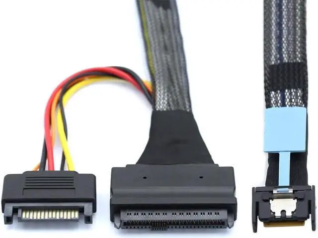 Main image of ENFAIN MCIO 4x Mini Cool Edge IO to U.2 SFF-8639 NVME PCIe PCI-Express Cable for Mainboard SSD