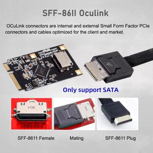 Alt view image 4 of 7 - ENFAIN Mini PCI-E PCI Express to Oculink SFF-8612 SFF-8611 SATA 3.0 Four Ports Adapter Converter 6Gbps Disk Extension Card for SSD