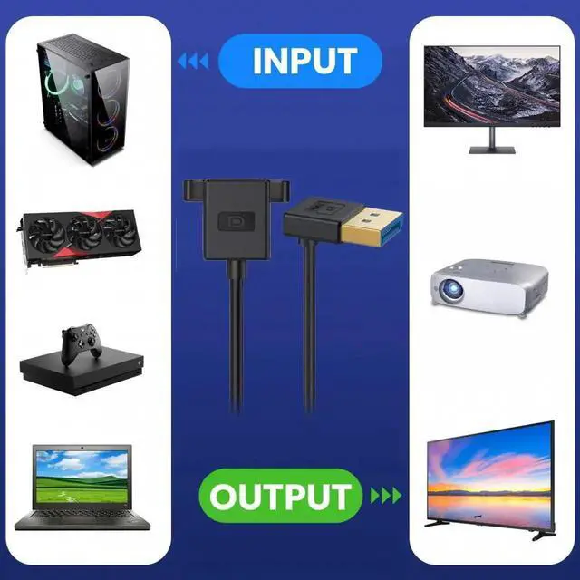 Alt view image 6 of 7 - ENFAIN Ultrafine Down Angled DisplayPort 1.4 DP Male to Female Extension Cable 8K 60hz 4K 144hz for Desktop Laptop Monitor Graphics Card 30cm