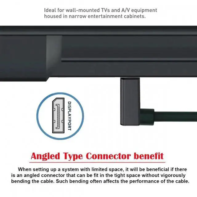Alt view image 2 of 7 - ENFAIN Ultrafine Up Angled DisplayPort 1.4 DP Male to Female Extension Cable 8K 60hz 4K 144hz for Desktop Laptop Monitor Graphics Card 30cm
