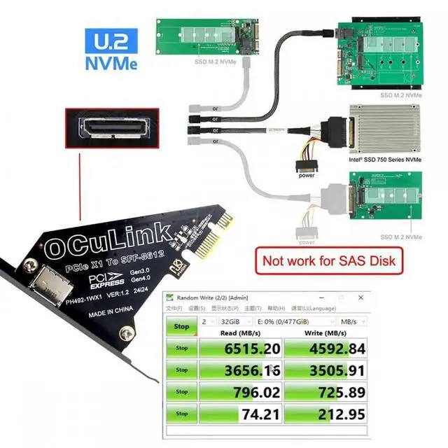 Alt view image 6 of 7 - ENFAIN PCI-Express 4.0 PCIE 1x to Oculink SFF-8612 SFF-8611 Host Card for U.2 SSD eGPU External Graphics Card Dock