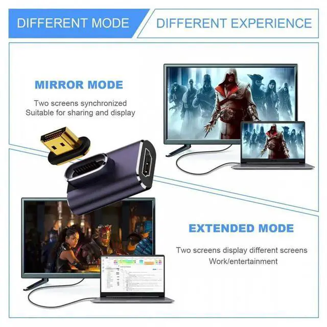 Alt view image 6 of 7 - ENFAIN 90 Degree Left Angled Vertical Magnetic 8K Type-A HDMI 2.1 Male to Female Straight Video Adapter for Laptop HDTV