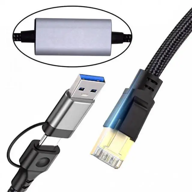 Main image of ENFAIN Combo USB Type-A & Type-C USB-C to Ethernet Cable URJ45 Male Cord Directly Connected 1000Mbps Gigabit LAN Network