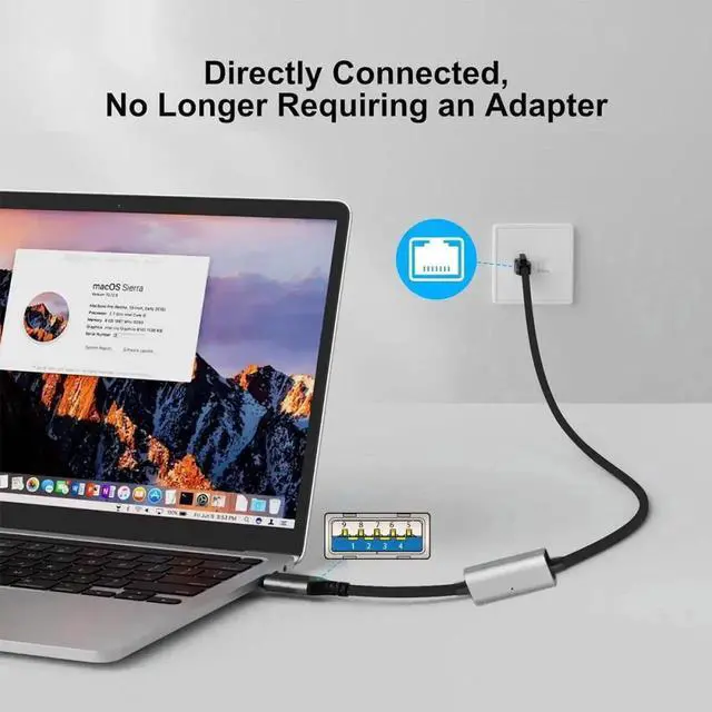 Alt view image 7 of 7 - ENFAIN USB to Ethernet Cable USB3.0 Type-A to RJ45 Male Cord Directly Connected 1000Mbps Gigabit LAN Network Compatible with USB2.0
