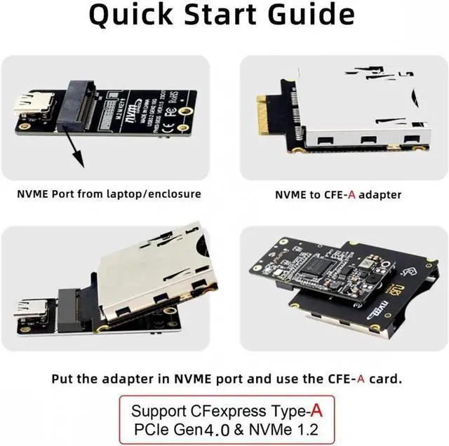 Alt view image 3 of 6 - ENFAIN NGFF M.2 NVMe Host to CFExpress CFA Extension Adapter M2 M-key for CFE Type-A Support Camera Memory Card