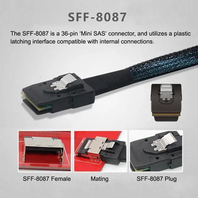 Alt view image 2 of 7 - ENFAIN Internal Mini SAS SFF-8087 Male to External SFF-8088 Female Extension Cable PCBA With Low Profile Bracket