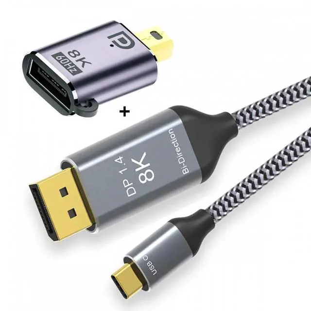 Main image of ENFAIN Reversible Mini DisplayPort DP Source to USB 3.1 Type C USB-C Displays Male 8K HDTV Cable for Laptop Monitor 1.8m