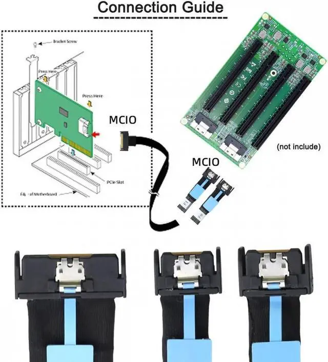 Alt view image 2 of 7 - ENFAIN PCI-E 5.0 Mini Cool Edge IO MCIO STR PCI-E 8i 74Pin Male to Dual MCIO 38Pin Male Extender Cable 50cm