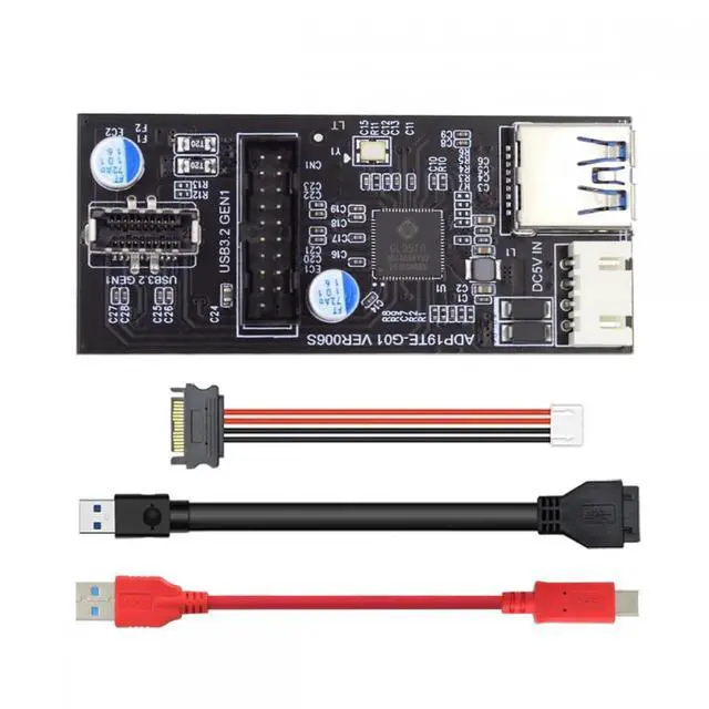 Main image of ENFAIN Cable Type-C USB-C & 19/20Pin Header to USB 3.0 20Pin & Type-E Dual Ports Female PCBA Type Adapter Splitter HUB 5Gbps
