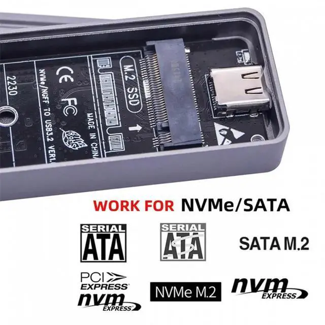 Alt view image 6 of 7 - ENFAIN 20Gbps Type-C USB3.2 USB4 to NVME M-key M.2 NGFF SATA SSD PCBA Enclosure 2280/2242/2230mm Adapter RTL9220 Chipset