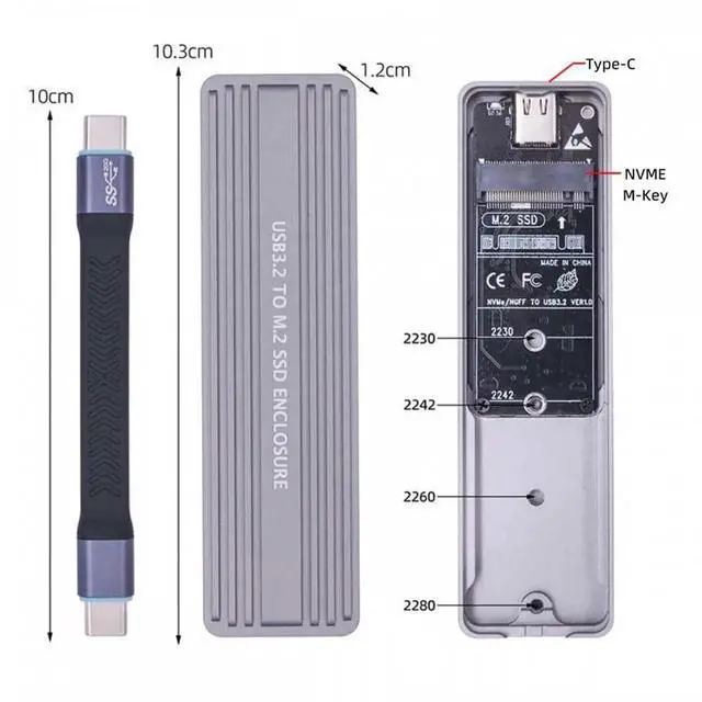 Alt view image 4 of 7 - ENFAIN 20Gbps Type-C USB3.2 USB4 to NVME M-key M.2 NGFF SATA SSD PCBA Enclosure 2280/2242/2230mm Adapter RTL9220 Chipset