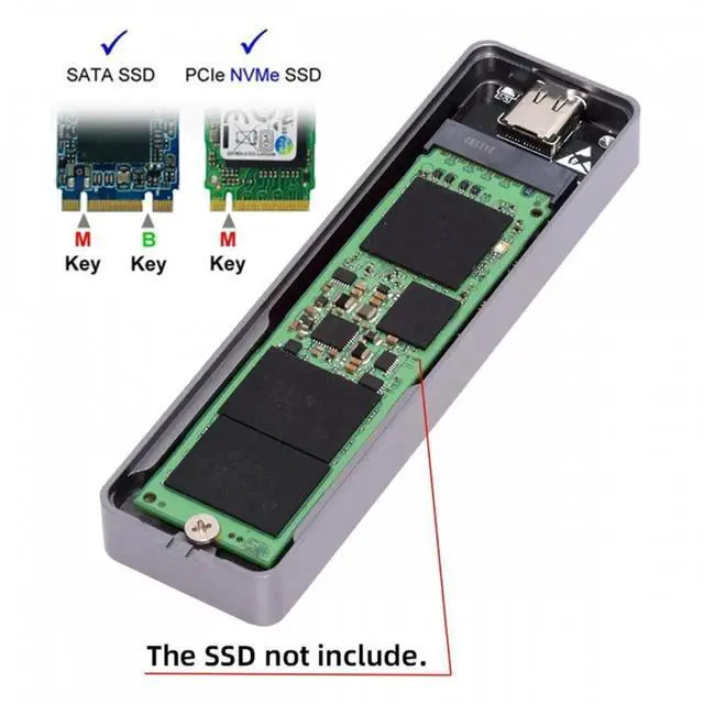 Alt view image 2 of 7 - ENFAIN 20Gbps Type-C USB3.2 USB4 to NVME M-key M.2 NGFF SATA SSD PCBA Enclosure 2280/2242/2230mm Adapter RTL9220 Chipset