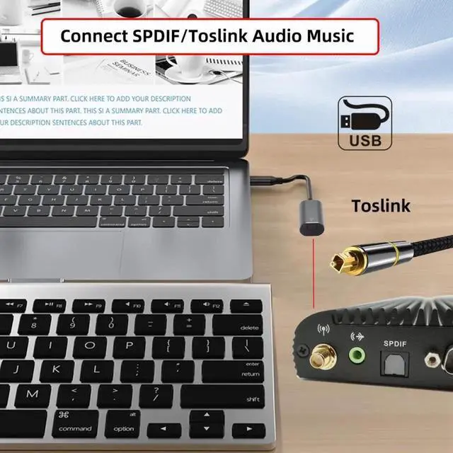 Alt view image 6 of 7 - ENFAIN Cable Type-C to SPDIF Toslink Optical Audio Jack Opt USB-C Male to Digital Optical Fiber Optic Sound Interface Female Adapter Wire for Laptop Desktop