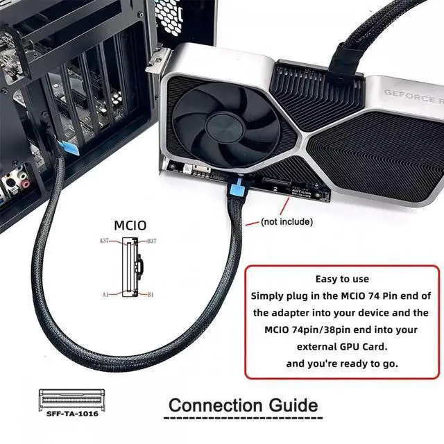 Alt view image 3 of 7 - ENFAIN External MCIO 8i Mini Cool Edge IO SFF-TA-1016 to PCIE5.0 PCI-Express 8x VROC Adapter for Mainboard SSD Graphics Card