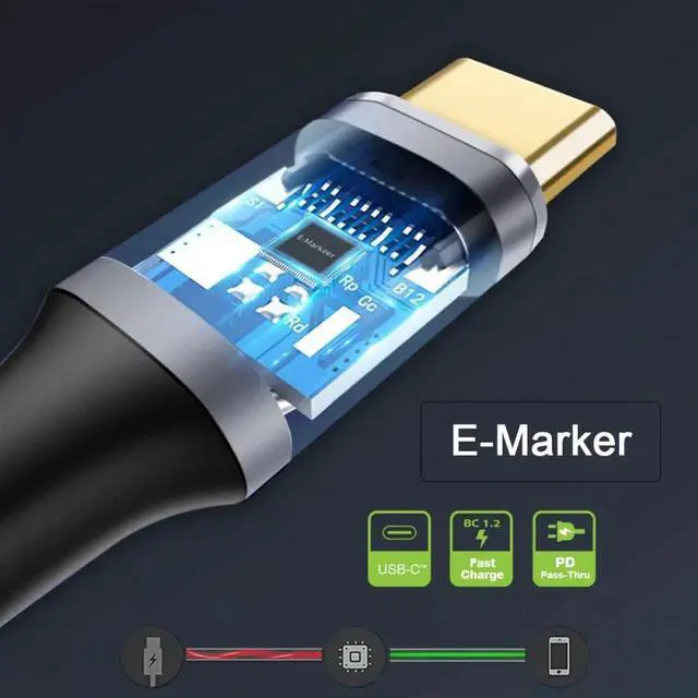 Alt view image 7 of 7 - ENFAIN 2.0M 90 Degree Low Profile Angled Type-C USB-C Male to Male USB3.1 10Gbps 100W Data Cable for Laptop Phone