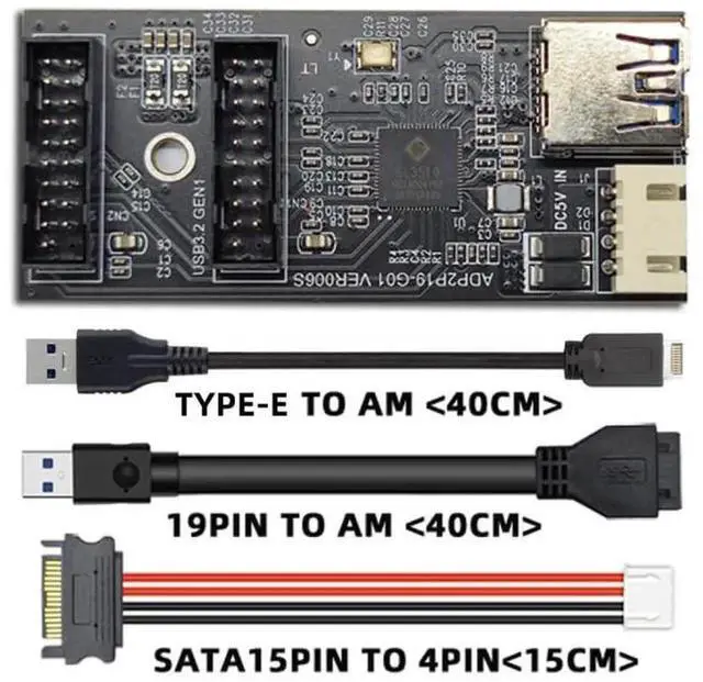 Alt view image 4 of 5 - ENFAIN Card Type-E or 19/20Pin Header to USB 3.0 19/20Pin Dual Ports Female PCBA Type Adapter Splitter HUB 5Gbps